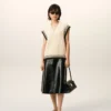White Ribbed Wool Sleeveless Ami De Coeur Sweater White Ribbed Wool Sleeveless Ami De Coeur Sweater
