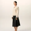 White Ribbed Wool V Neck Ami De Coeur Sweater