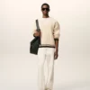White Ribbed Wool V Neck Ami De Coeur Sweater