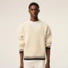 White Ribbed Wool V Neck Ami De Coeur Sweater