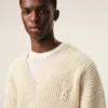 White Ribbed Wool V Neck Ami De Coeur Sweater
