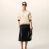 White Ribbed Wool V Neck Ami De Coeur Sweater
