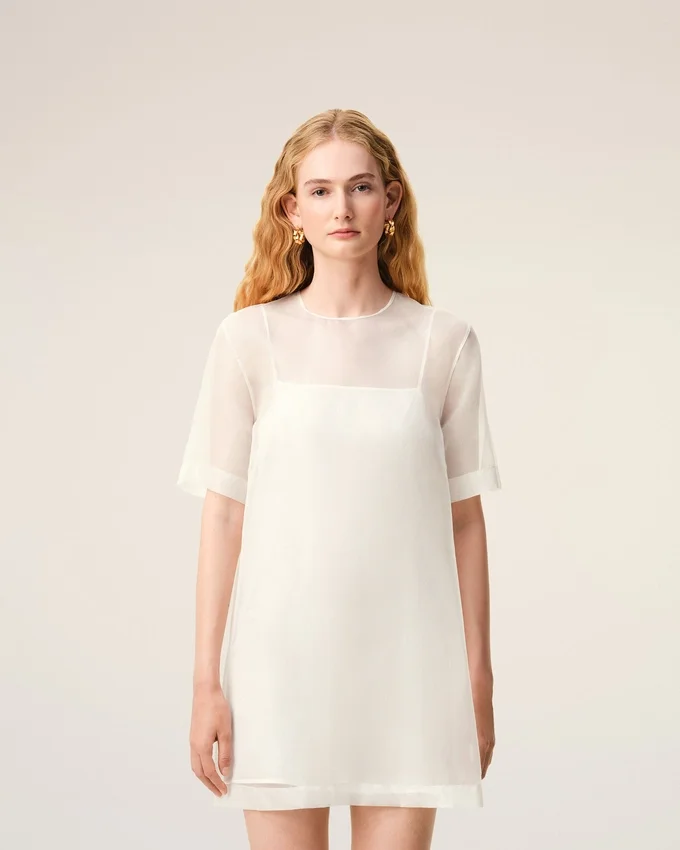 White Silk Mini Trapeze Dress White Silk Mini Trapeze Dress