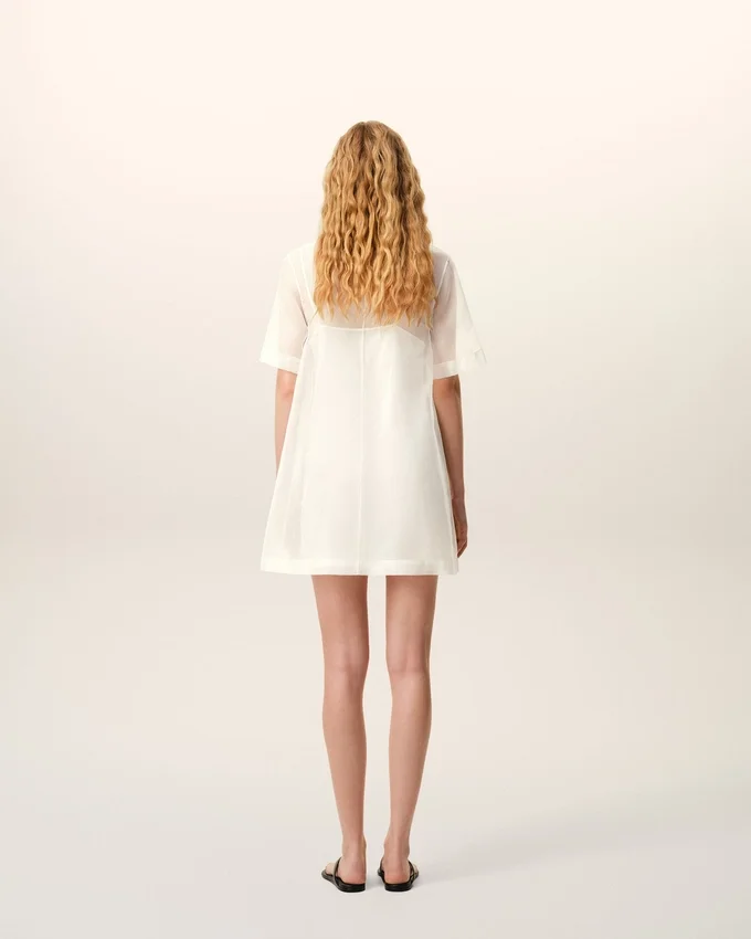 White Silk Mini Trapeze Dress White Silk Mini Trapeze Dress