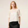 White Silk Short Sleeves Sheer with Undertop Top White Silk Short Sleeves Sheer with Undertop Top