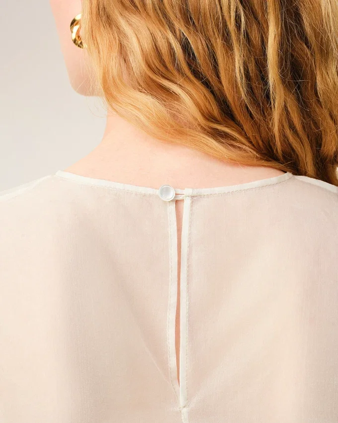 White Silk Short Sleeves Sheer with Undertop Top White Silk Short Sleeves Sheer with Undertop Top