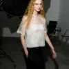 White Silk Short Sleeves Sheer with Undertop Top White Silk Short Sleeves Sheer with Undertop Top