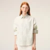 White Striped Cotton Ami De Coeur Boxy Shirt White Striped Cotton Ami De Coeur Boxy Shirt
