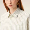White Striped Cotton Ami De Coeur Boxy Shirt White Striped Cotton Ami De Coeur Boxy Shirt