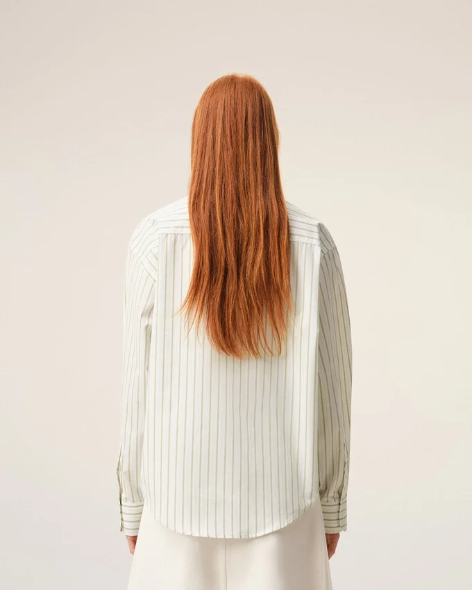 White Striped Cotton Ami De Coeur Boxy Shirt White Striped Cotton Ami De Coeur Boxy Shirt