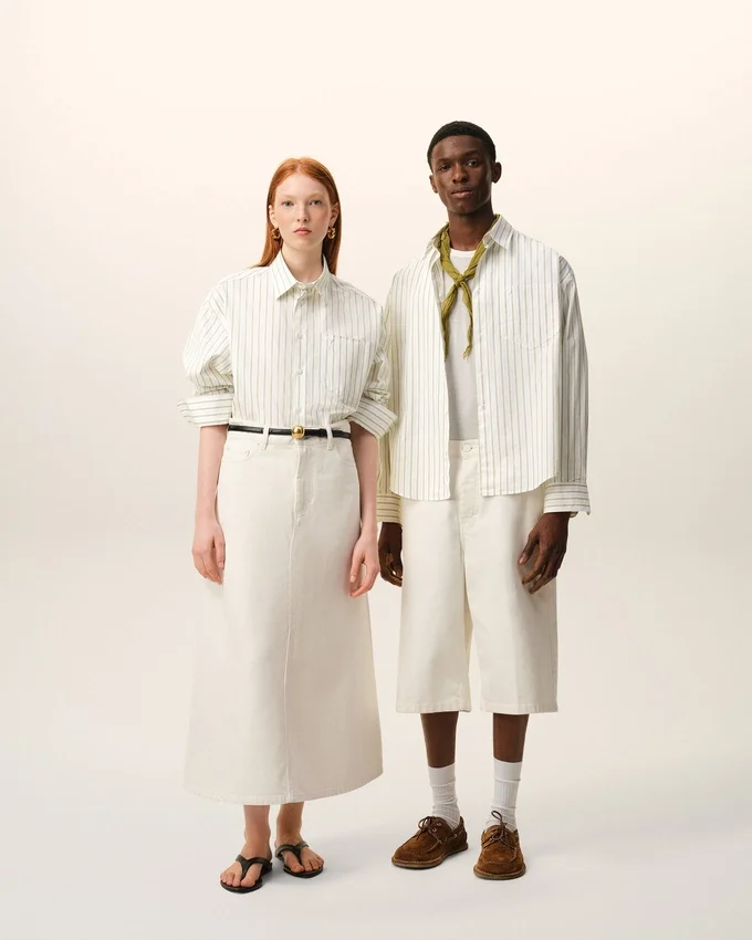White Striped Cotton Ami De Coeur Boxy Shirt White Striped Cotton Ami De Coeur Boxy Shirt