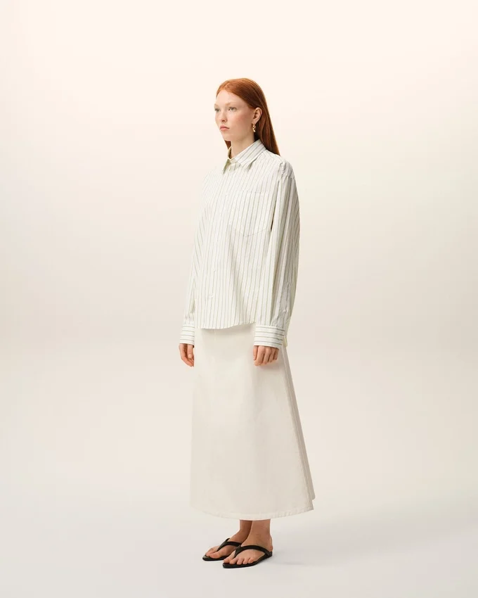 White Striped Cotton Ami De Coeur Boxy Shirt White Striped Cotton Ami De Coeur Boxy Shirt