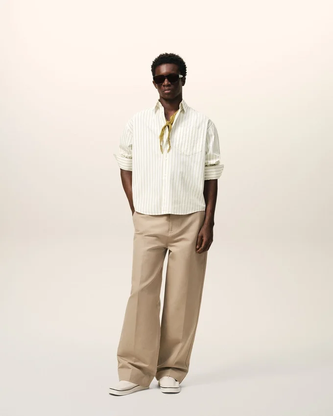 White Striped Cotton Ami De Coeur Boxy Shirt White Striped Cotton Ami De Coeur Boxy Shirt