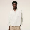 White Striped Cotton Ami De Coeur Boxy Shirt White Striped Cotton Ami De Coeur Boxy Shirt
