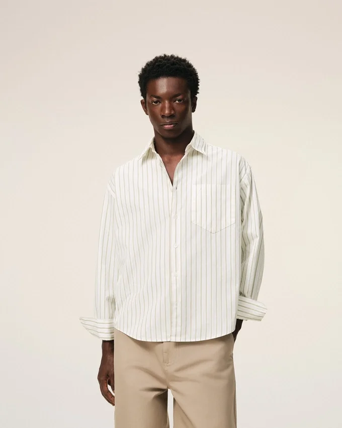 White Striped Cotton Ami De Coeur Boxy Shirt White Striped Cotton Ami De Coeur Boxy Shirt