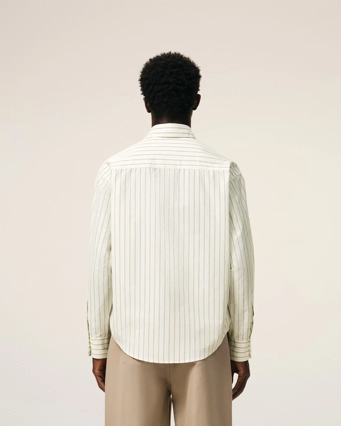 White Striped Cotton Ami De Coeur Boxy Shirt White Striped Cotton Ami De Coeur Boxy Shirt