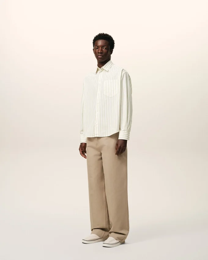 White Striped Cotton Ami De Coeur Boxy Shirt White Striped Cotton Ami De Coeur Boxy Shirt