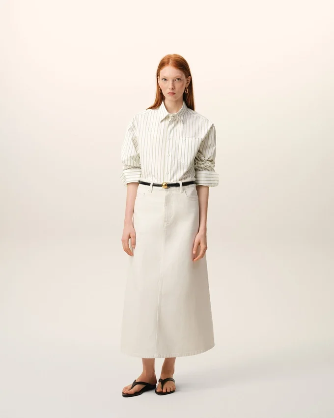 White Striped Cotton Ami De Coeur Boxy Shirt White Striped Cotton Ami De Coeur Boxy Shirt