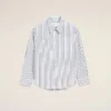 White Striped Cotton Ami De Coeur Wide Shirt