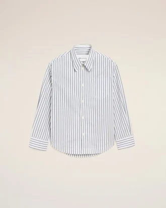 white striped cotton ami de coeur wide shirt 1 330x413 - White Striped Cotton Ami De Coeur Wide Shirt