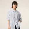 White Striped Cotton Ami De Coeur Wide Shirt