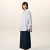 White Striped Cotton Ami De Coeur Wide Shirt