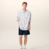 White Striped Cotton Ami De Coeur Wide Shirt