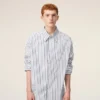 White Striped Cotton Ami De Coeur Wide Shirt