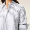 White Striped Cotton Ami De Coeur Wide Shirt Dress White Striped Cotton Ami De Coeur Wide Shirt Dress