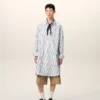 White Striped Cotton Ami De Coeur Wide Shirt Dress White Striped Cotton Ami De Coeur Wide Shirt Dress