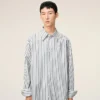 White Striped Cotton Ami De Coeur Wide Shirt Dress White Striped Cotton Ami De Coeur Wide Shirt Dress