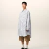 White Striped Cotton Ami De Coeur Wide Shirt Dress White Striped Cotton Ami De Coeur Wide Shirt Dress