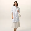 White Striped Cotton Ami De Coeur Wide Shirt Dress White Striped Cotton Ami De Coeur Wide Shirt Dress