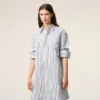 White Striped Cotton Ami De Coeur Wide Shirt Dress White Striped Cotton Ami De Coeur Wide Shirt Dress