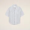 White Striped Cotton Short Sleeve Ami De Coeur Wide Shirt White Striped Cotton Short Sleeve Ami De Coeur Wide Shirt