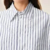 White Striped Cotton Short Sleeve Ami De Coeur Wide Shirt White Striped Cotton Short Sleeve Ami De Coeur Wide Shirt