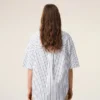 White Striped Cotton Short Sleeve Ami De Coeur Wide Shirt White Striped Cotton Short Sleeve Ami De Coeur Wide Shirt