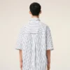 White Striped Cotton Short Sleeve Ami De Coeur Wide Shirt White Striped Cotton Short Sleeve Ami De Coeur Wide Shirt