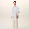 White Striped Cotton Short Sleeve Ami De Coeur Wide Shirt White Striped Cotton Short Sleeve Ami De Coeur Wide Shirt