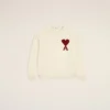 White Wool Ami De Coeur Crewneck Sweater