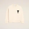 White Wool Ami De Coeur Crewneck Sweater