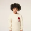 White Wool Ami De Coeur Crewneck Sweater