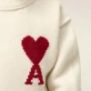 White Wool Ami De Coeur Crewneck Sweater