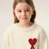White Wool Ami De Coeur Crewneck Sweater