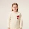 White Wool Ami De Coeur Crewneck Sweater