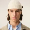 White Wool Ami Leather Label Beanie