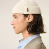 White Wool Ami Leather Label Beanie