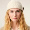 White Wool Ami Leather Label Beanie