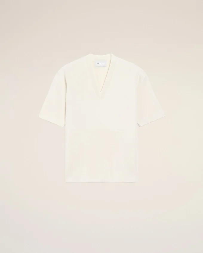White Wool Short Sleeves V Neck Sweater White Wool Short Sleeves V Neck Sweater