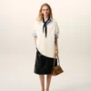 White Wool Short Sleeves V Neck Sweater White Wool Short Sleeves V Neck Sweater